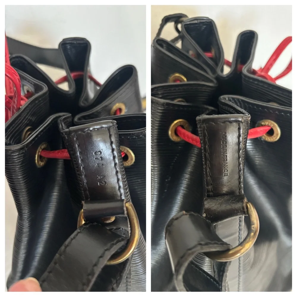 Authentic Louis Vuitton Black epi leather Noe bucket bag